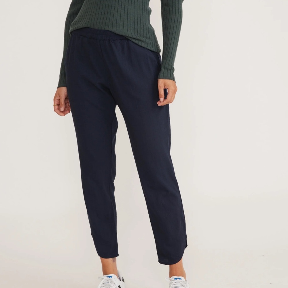 Small Marine Layer Dark Blue Allison Respun Pull On Ankle Pants Pockets Chic